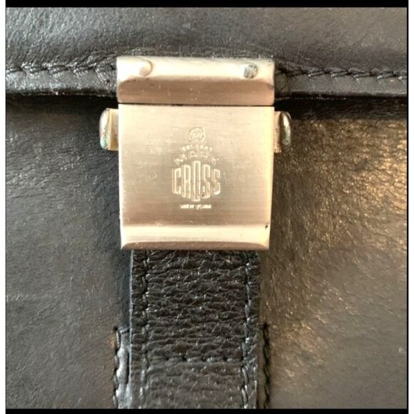 Mark Cross Black Leather Messenger Bag With Silver Hardware - Picture 9 of 12